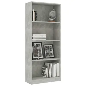 Berkfield 4-Tier Book Cabinet Concrete Grey 60x24x142 cm Engineered Wood