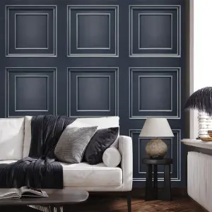 Belgravia Décor Amara Panel Navy Textured Wallpaper