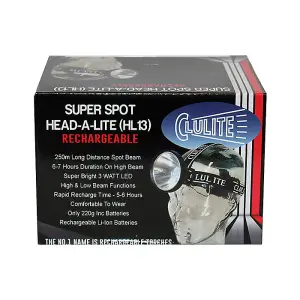 Clulite Pro Beam 510 Head Torch - HL13 Super Spot Head-A-Lite Rechargeable