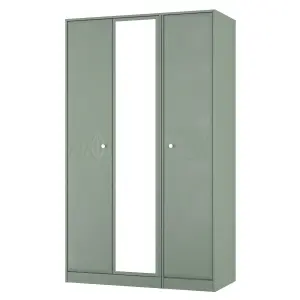 San Jose Ready assembled Contemporary Green Tall Triple Wardrobe With 1 mirror door (H)1960mm (W)1108mm (D)530mm