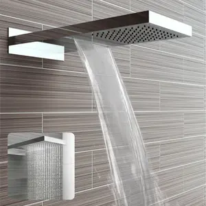 ENKI Milan Chrome Square Dual Overhead Thermostatic Shower Set SH0019