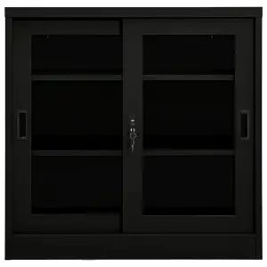 Berkfield Sliding Door Cabinet Black 90x40x90 cm Steel