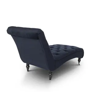 Chaise Lounge in Velvet Navy Blue