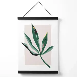 Palm Leaf Green and Red Minamilist Medium Poster with Black Hanger