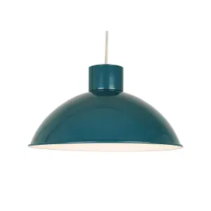 First Choice Lighting Domed Teal Green Easy Fit Metal Pendant Shade