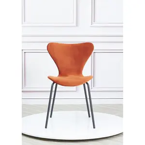 4 Doreen Velvet Upholstered Dining Chair with Black Metal Legs (Set of 4) Orange / Black