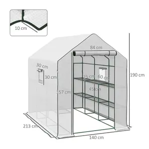 Outsunny Walk-in Outdoor Green House with Door and Mesh Windows, White