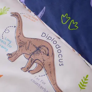 Catherine Lansfield Bedding Prehistoric Dinosaurs Reversible Duvet Cover Set with Pillowcase Natural