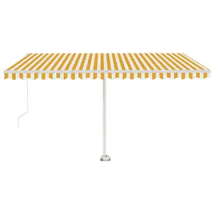 Berkfield Manual Retractable Awning with LED 450x350 cm Yellow and White