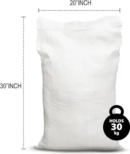 PRIMES DIY Strong Woven Rubble Builder PP Bags with liner, Heavy Duty PP Rubble White Jumbo Sack (20 x 30 inches) - Pack 100