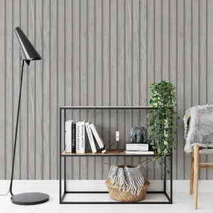 Belgravia Panacea Wood Slat Grey Wallpaper Modern Contemporary Feature Wall