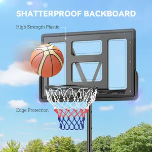 SPORTNOW 2.3-3.05m Basketball Hoop and Stand with Weighted Base and Wheels