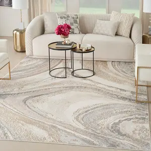 Cream Grey Abstract Modern Living Room Bedroom & Dining Room Rug-239cm X 300cm