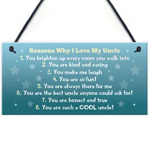 Red Ocean Reasons Why I Love My Uncle Novelty Plaque Christmas Birthday Gift For Uncle Gifts For Him