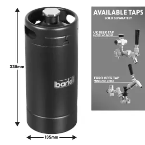 Baridi Growler Keg 4L, Matte Black suitable for most drinks - DH101