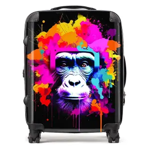 Multi Coloured Monkey Face Suitcase - Large