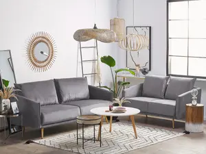 Beliani Glam Velvet Sofa Set Grey MAURA