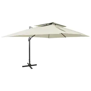 Berkfield Cantilever Umbrella with Double Top Sand 400x300 cm