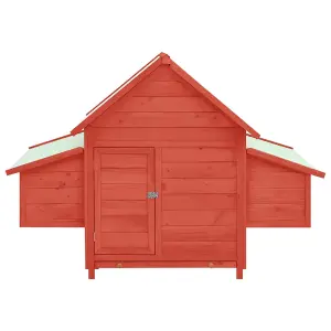 Chicken Coop Red and White 152x96x110 cm Solid Firwood