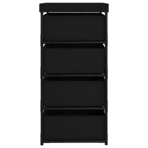 Berkfield Storage Rack with 4 Fabric Baskets Steel Black