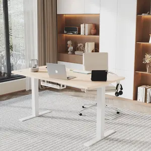 Hieronymus Electric Height Adjustable T-Shape Standing Desk Black / White / 122 x 140 x 60 cm