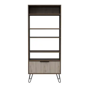 large display bookcase with storage area  bleached oak effect & grey, Nevada range