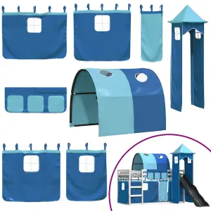 Berkfield Bunk Bed without Mattress with Slide and Curtains Blue 90x190 cm Single