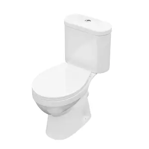 Nes Home Rimless Close-Coupled WC Toilet Pan and Soft Close Seat with Dual Flush