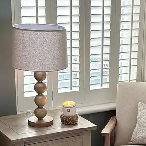 Kayleigh Wooden Table Lamp with Cream Shade