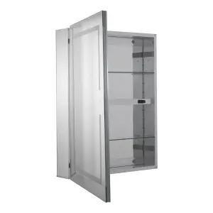 Croydex Hang 'n' Lock Vandalia Gloss Wall-mounted Illuminated Mirrored Bathroom Cabinet (W)610mm (H)760mm