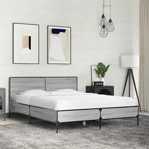 Berkfield Bed Frame without Mattress Grey Sonoma 135x190 cm Double