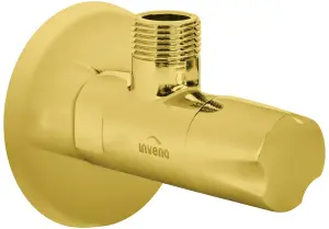 Invena Gold Brass 1/2" x 3/8" BSP Basin Hose Valve Water Tap Cut-Off