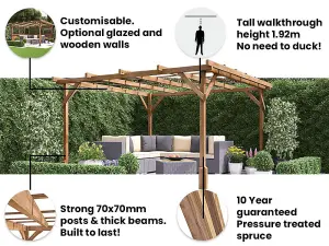 Dunster House Wooden Pergola Garden Plants Frame Utopia 3m x 3m (10' x 10')