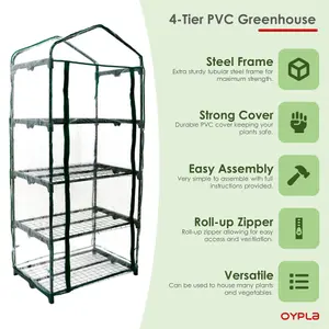 Oypla Growhouse 4-Tier Garden Greenhouse Ideal For Propagating Seeds And Bringing-on Plants - 130x50x45cm