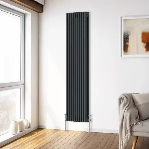 Right Radiators 1800x472 mm Vertical Traditional 3 Column Cast Iron Style Radiator Anthracite