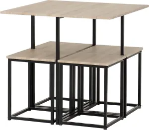 Kent Stowaway Dining Table and 4 Stool Set Sonoma Oak Effect and Black