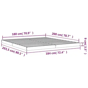 Bed Frame Solid Wood Gray / Super King (6')