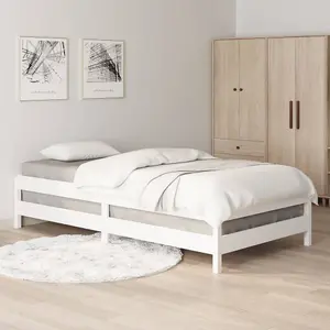 Berkfield Stack Bed White 100x200 cm Solid Wood Pine