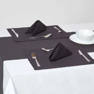 Homescapes Cotton Plain Black Pack of 2 Placemats