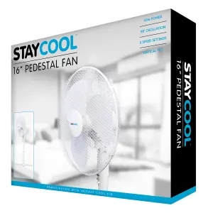 StayCool 16" (40cm) Pedestal Fan - White