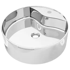 Wash Basin with Overflow 46.5x15.5 cm Ceramic Silver