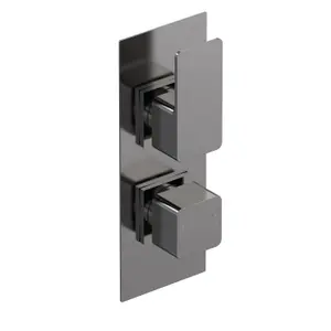 Empire Square Concealed Twin Thermostatic Shower Valve With Diverter (2 Outlets) - Brushed Pewter - Balterley