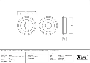 From The Anvil Satin Chrome 60mm Art Deco Round Pull - Privacy Set