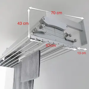 Steel Foldable Wall Mounted Drying Rack 130cm H x 38cm W x 17cm D