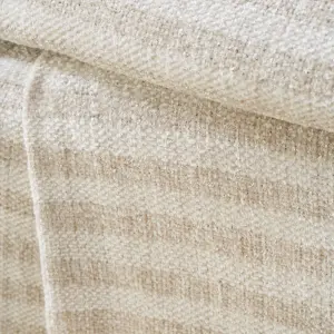 Catherine Lansfield Stripe Chenille 130x170cm Blanket Throw Natural