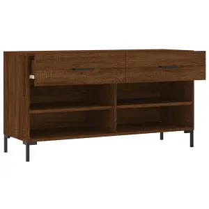 Berkfield Shoe Bench Brown Oak 102x35x55 cm Engineered Wood