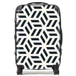 Geometric Monochrome Hexagonal Pattern Suitcase - Medium