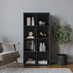 URBNLIVING 120cm Height Black 8-Cube Shelving Unit - Tall