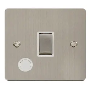 Flat Plate Stainless Steel 1 Gang 20A Ingot DP Switch With Flex - White Trim - SE Home