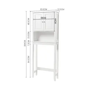 Freestanding Modern White Wooden Over-the-Toilet Bathroom Storage Cabinet H 164cm